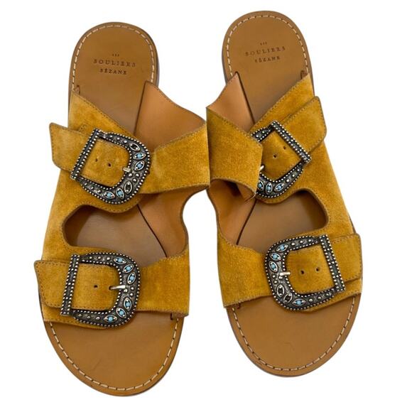 Sezane Jade Low Mules buckle sandals Sz 41 - Picture 2 of 7